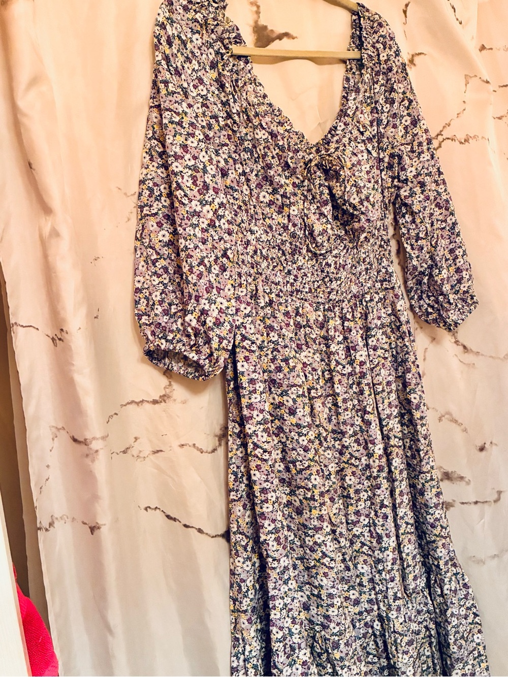 GAP Lavender Floral Tiered Maxi Dress with Yellow Accents